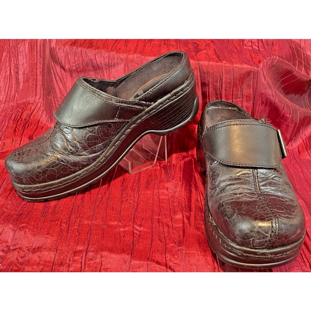 Women's KLOGS F7 Brown Leather Chunky Platform Buckle Clog Mules Shoes sz 7M